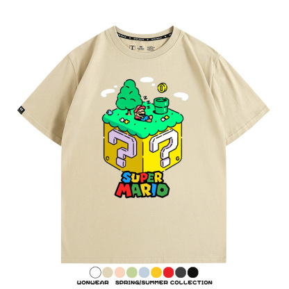 超級瑪麗瑪利歐遊戲卡通任天堂T恤純棉夏季男潮百搭短袖情侶寬鬆