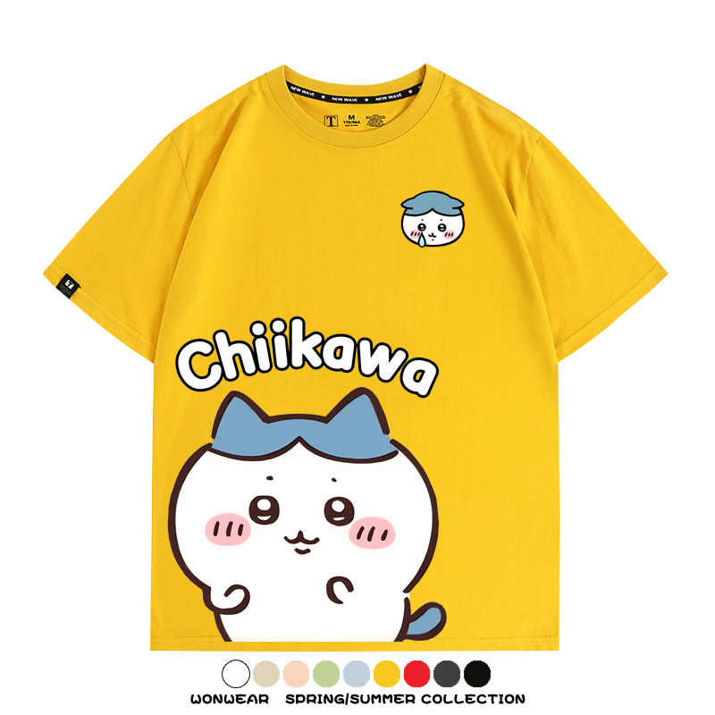 Chiikawa日系萌系吉伊卡哇可愛小八烏薩奇聯名短袖夏男純棉T恤衫