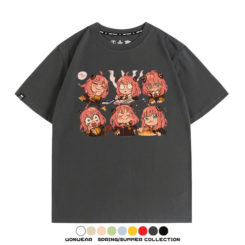 間諜家家酒動漫阿尼亞卡通可愛周邊情侶T恤衫夏季純棉短袖上衣潮