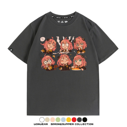 間諜家家酒動漫阿尼亞卡通可愛周邊情侶T恤衫夏季純棉短袖上衣潮