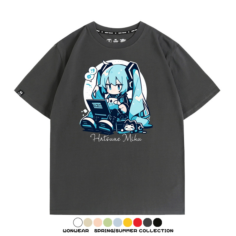 元氣日系少女機能動漫初音未來MIKU 親子情侶裝寬鬆短袖T