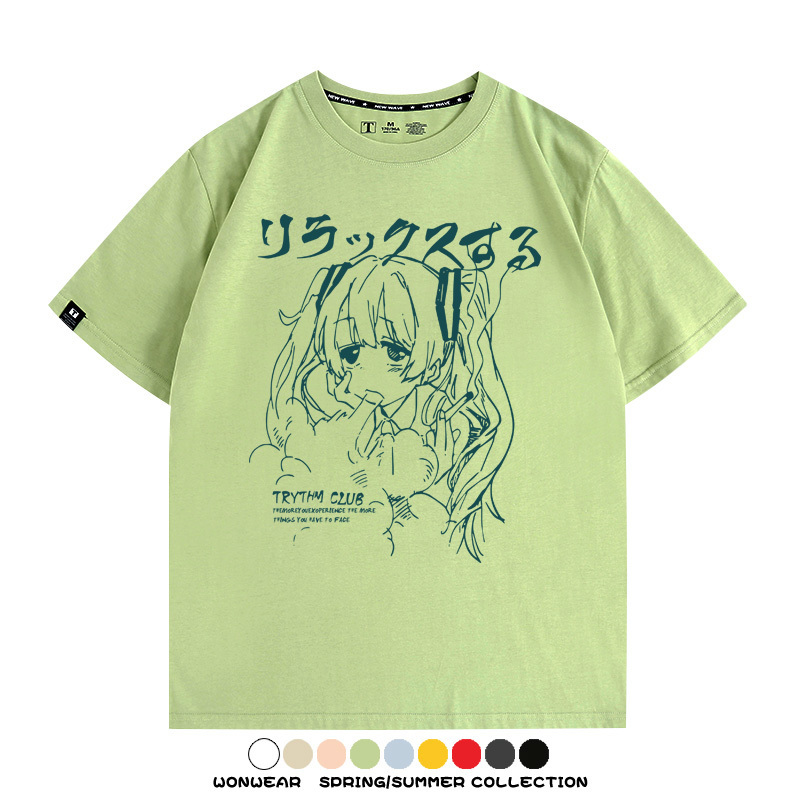 初音未來復古原宿 親子情侶裝寬鬆短袖T