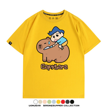 蠟筆小新卡皮巴拉水豚 親子情侶裝寬鬆短袖T