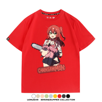 孤獨搖滾後藤一里聯名啵奇塔鏈鋸人 親子情侶寬鬆短袖T