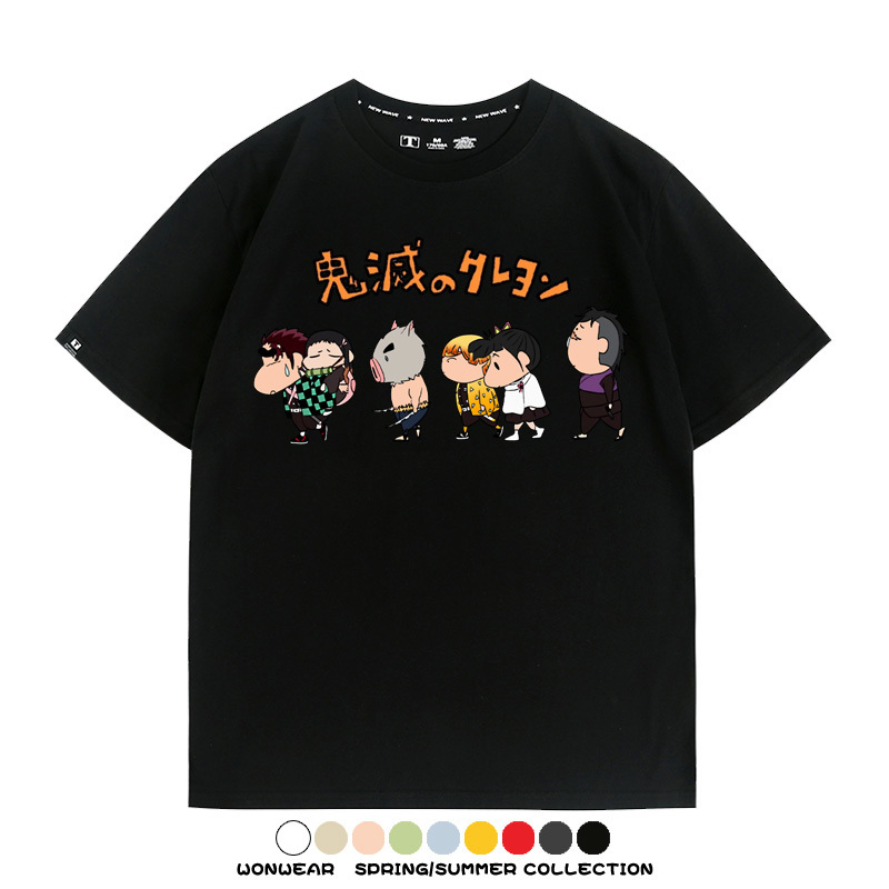 鬼滅之刃蠟筆小新聯名動漫周邊短袖T恤