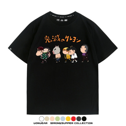 鬼滅之刃蠟筆小新聯名動漫周邊短袖T恤