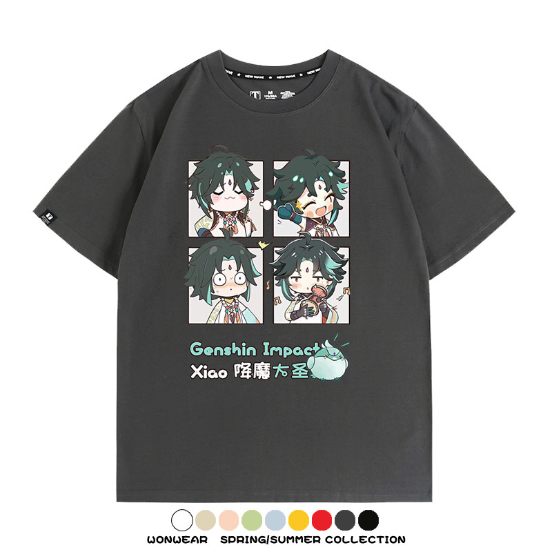 原神遊戲散兵可莉芙寧娜胡桃可愛Q版二次元周邊夏男純棉T恤衫短袖