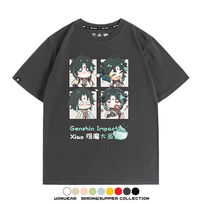 原神遊戲散兵可莉芙寧娜胡桃可愛Q版二次元周邊夏男純棉T恤衫短袖