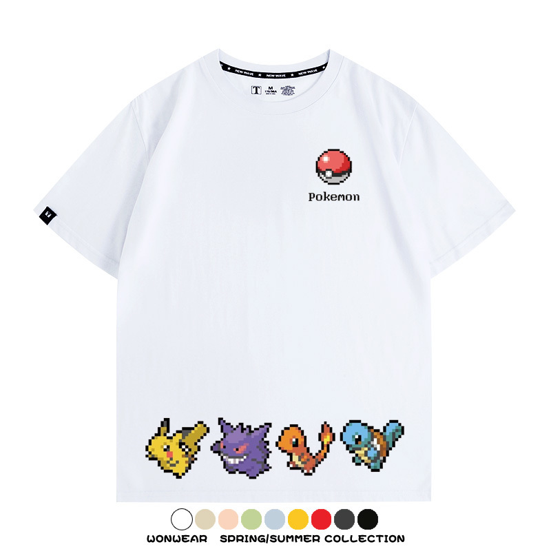 精靈寶可夢像素可愛 親子情侶裝寬鬆短袖T