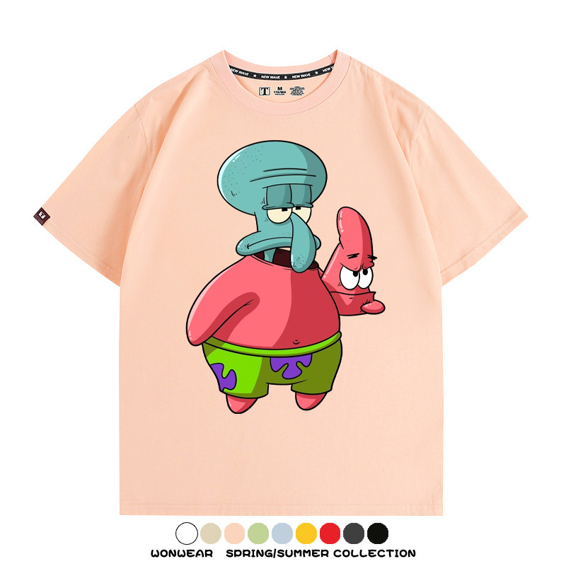 海綿寶寶章魚哥cos派大星 親子情侶裝寬鬆短袖T