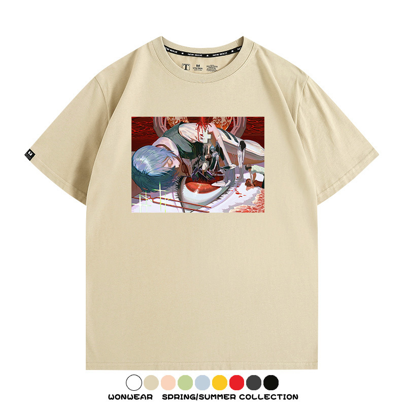 新世紀福音戰士EVA藝術插畫潮牌印花T恤夏季男潮純棉短袖寬鬆上衣