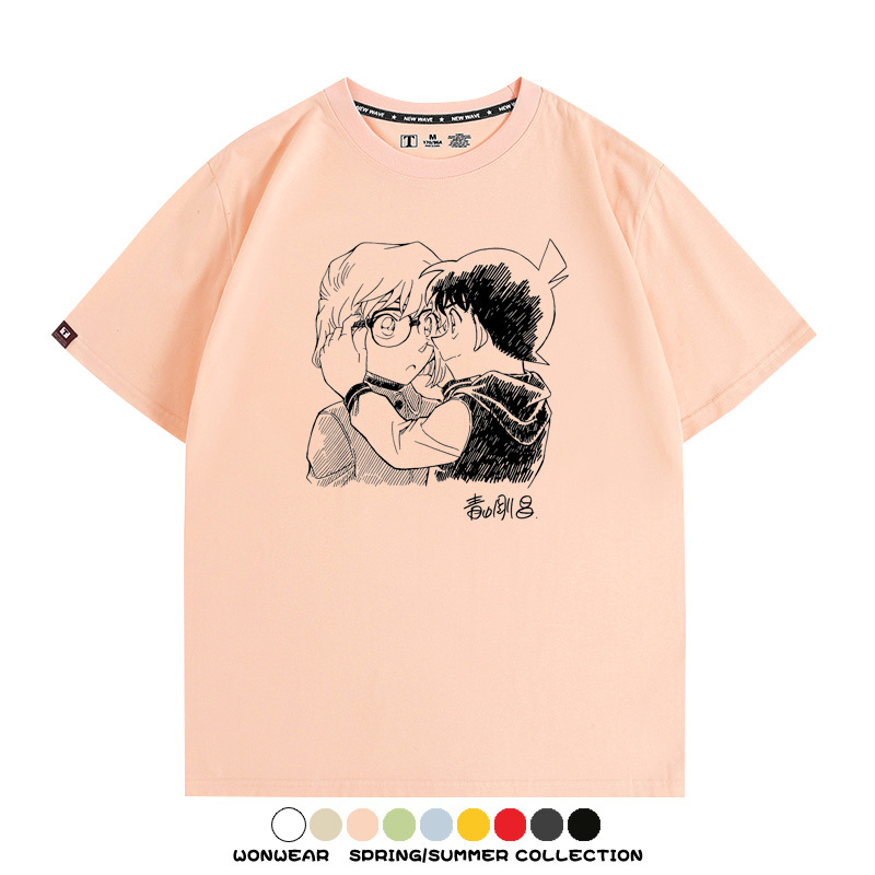 名偵探柯南灰原哀小蘭潮牌情侶原畫聯動周邊短袖夏季純棉T恤寬鬆