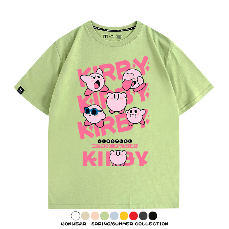 星之卡比任天堂遊戲周邊 親子情侶裝寬鬆短袖T