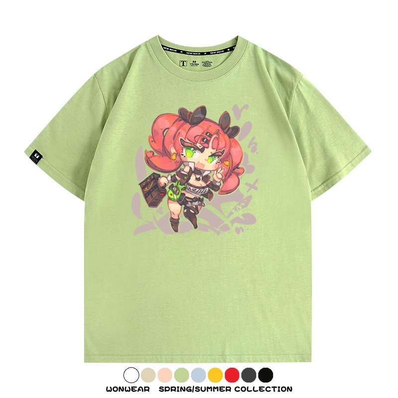 絕區零遊戲安比妮可可琳卡通Q版同款短袖夏季純棉T恤衫二次元COS