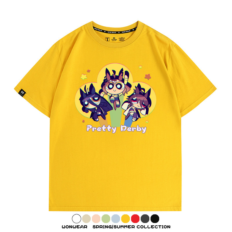 飛天小女警動漫聯動賽馬娘卡通東海帝王二次元青少年夏季純棉T恤