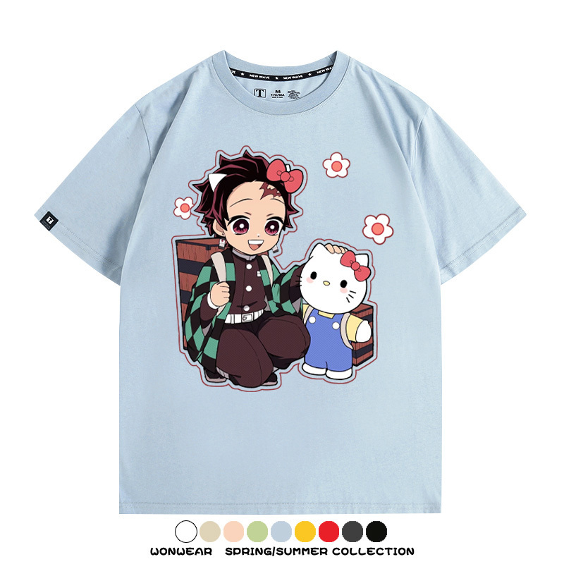 鬼滅之刃聯名三麗鷗 親子情侶裝寬鬆短袖T