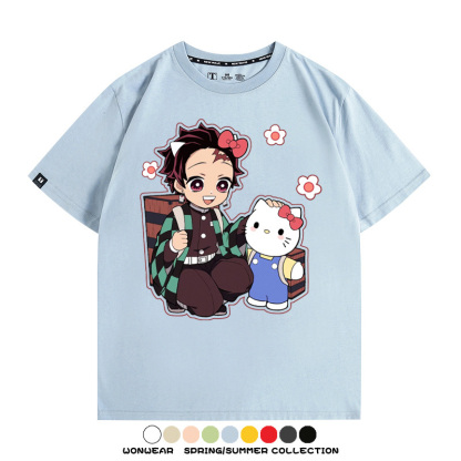 鬼滅之刃聯名三麗鷗 親子情侶裝寬鬆短袖T