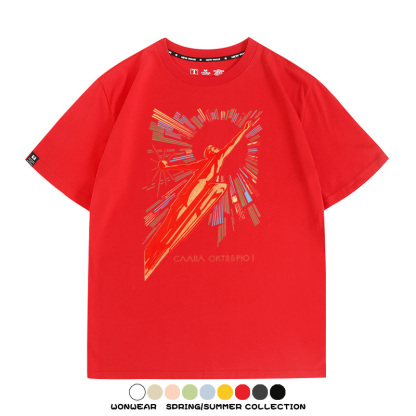 蘇聯復古明信片榮耀十月工人社會主義同款周邊短袖夏季男寬鬆休閒