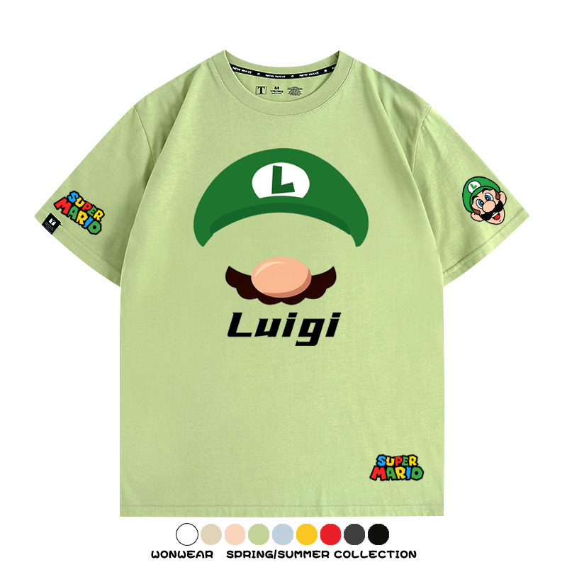 瑪利歐超級瑪麗路易吉兄弟帽子任天堂T恤周邊短袖夏季男潮流寬鬆
