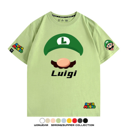 瑪利歐超級瑪麗路易吉兄弟帽子任天堂T恤周邊短袖夏季男潮流寬鬆