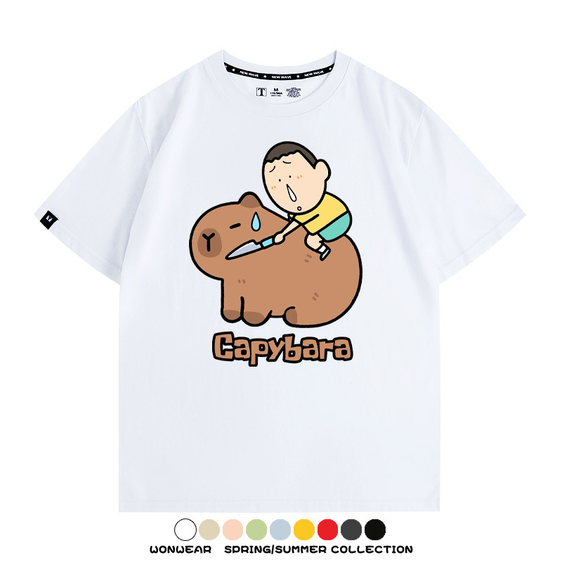 蠟筆小新卡皮巴拉水豚 親子情侶裝寬鬆短袖T