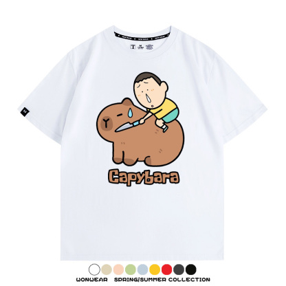 蠟筆小新卡皮巴拉水豚 親子情侶裝寬鬆短袖T