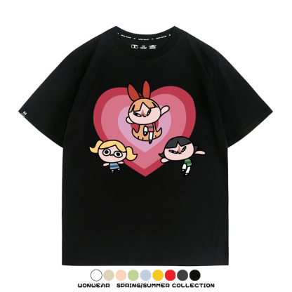 飛天小女警Q版經典動畫聯名 親子情侶裝寬鬆短袖T