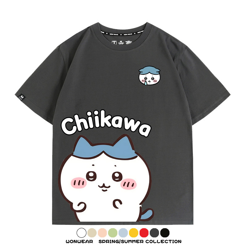 Chiikawa日系萌系吉伊卡哇可愛小八烏薩奇聯名短袖夏男純棉T恤衫