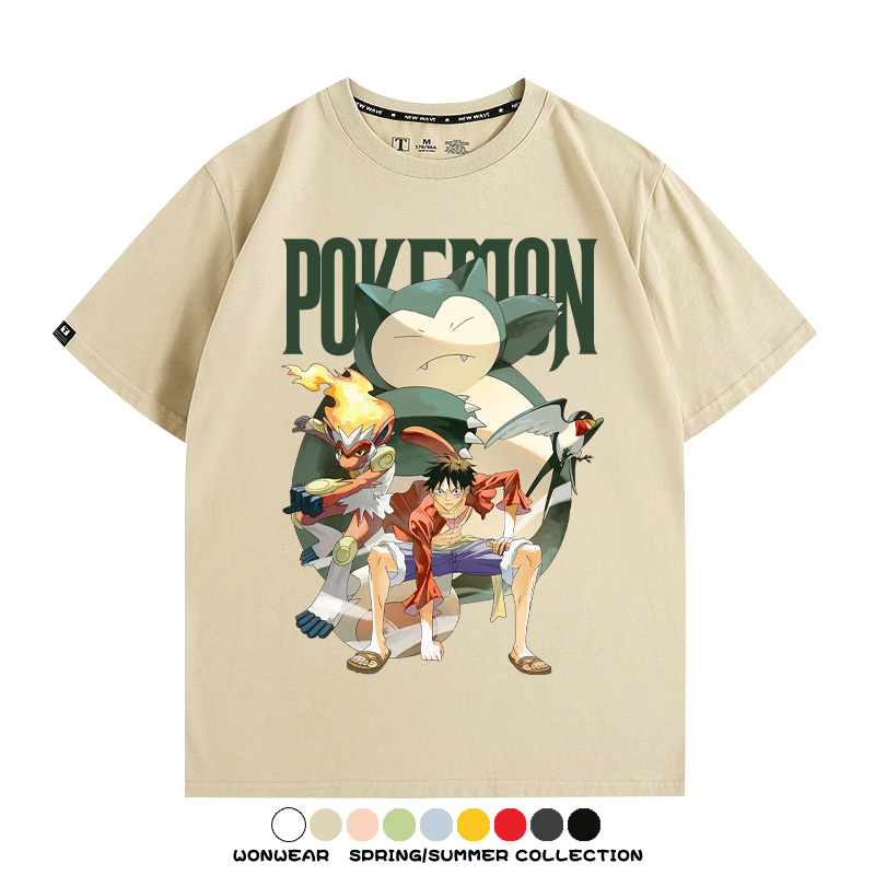 航海王精靈寶可夢 親子情侶裝寬鬆短袖T