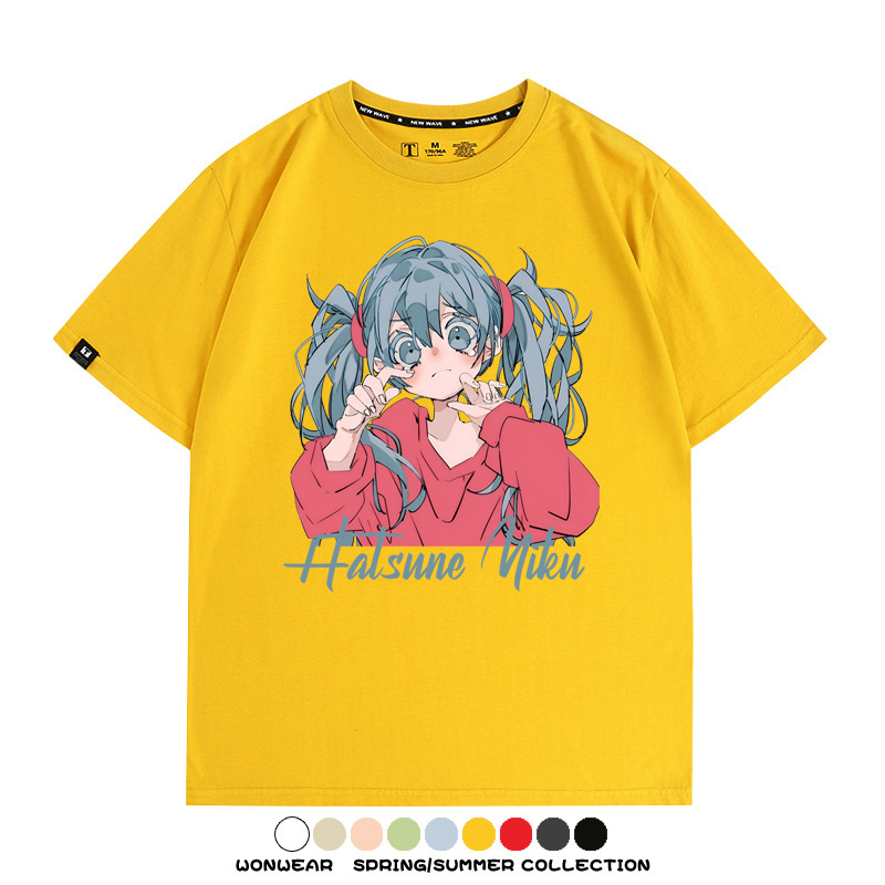 初音未來二次元卡通短袖miku日系街潮印花T恤衫夏季寬鬆時尚百搭