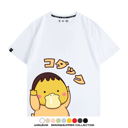 可達鴨cos蠟筆小新純棉t恤衫聯名卡通情侶裝周邊休閑短袖上衣服男