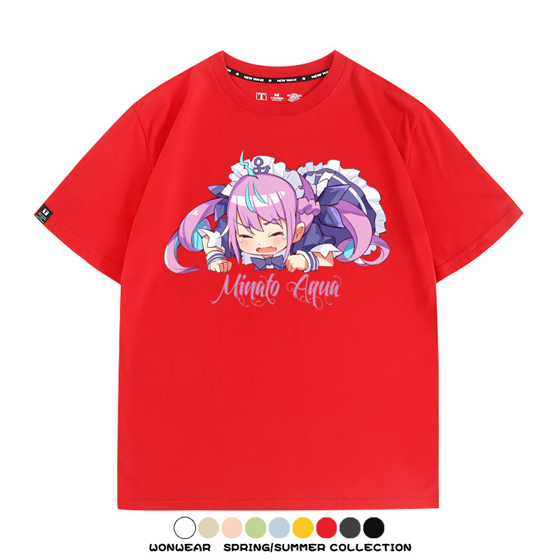 Hololive虛擬主播vtuber湊阿庫婭 親子情侶裝寬鬆短袖T