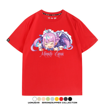 Hololive虛擬主播vtuber湊阿庫婭 親子情侶裝寬鬆短袖T