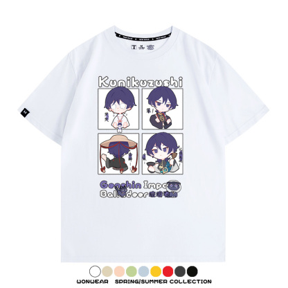 原神遊戲散兵可莉芙寧娜胡桃可愛Q版二次元周邊夏男純棉T恤衫短袖