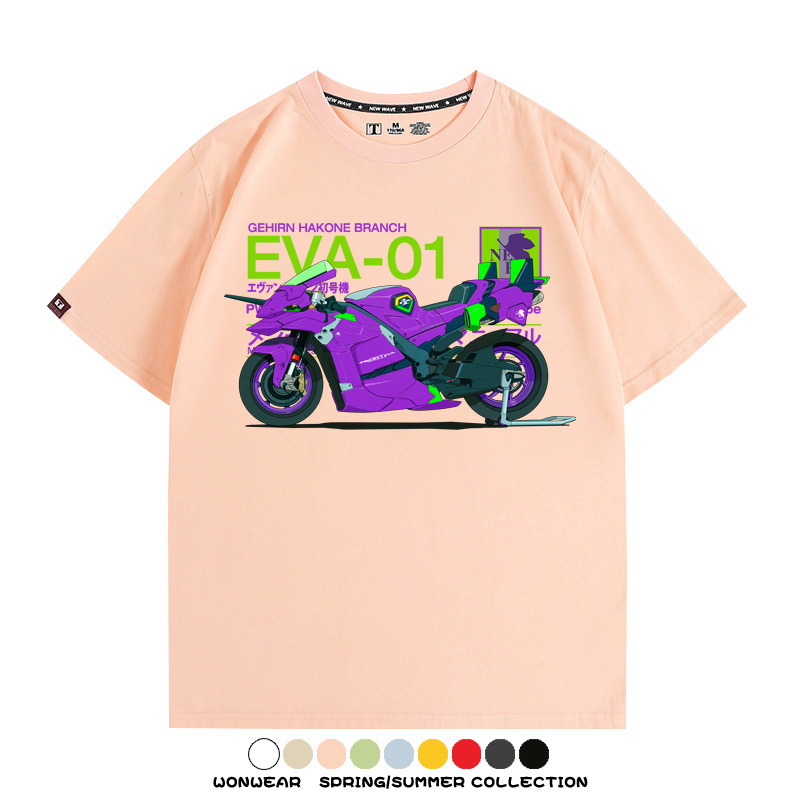 EVA初號機摩托車聯名 親子情侶裝寬鬆短袖T