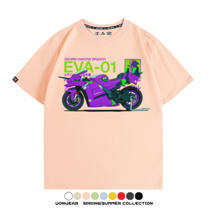 EVA初號機摩托車聯名 親子情侶裝寬鬆短袖T