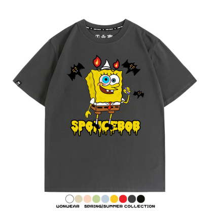 萬聖節海綿寶寶派大星聯名情侶裝t恤衫卡通動漫周邊短袖上衣服男
