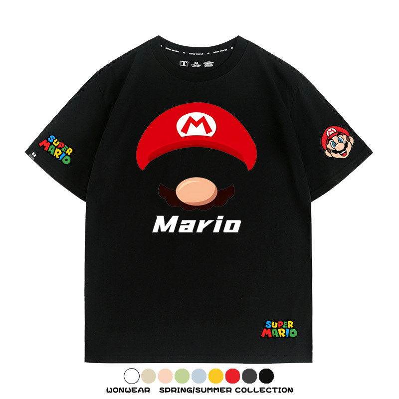 瑪利歐超級瑪麗路易吉兄弟帽子任天堂T恤周邊短袖夏季男潮流寬鬆