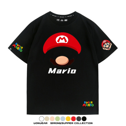 瑪利歐超級瑪麗路易吉兄弟帽子任天堂T恤周邊短袖夏季男潮流寬鬆