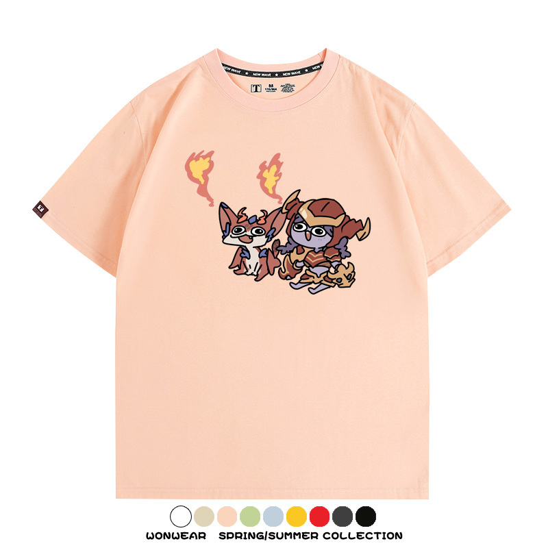LOL聯盟卡通Q版英雄靈羅娃娃格溫斯莫德周邊短袖夏季男士純棉T恤