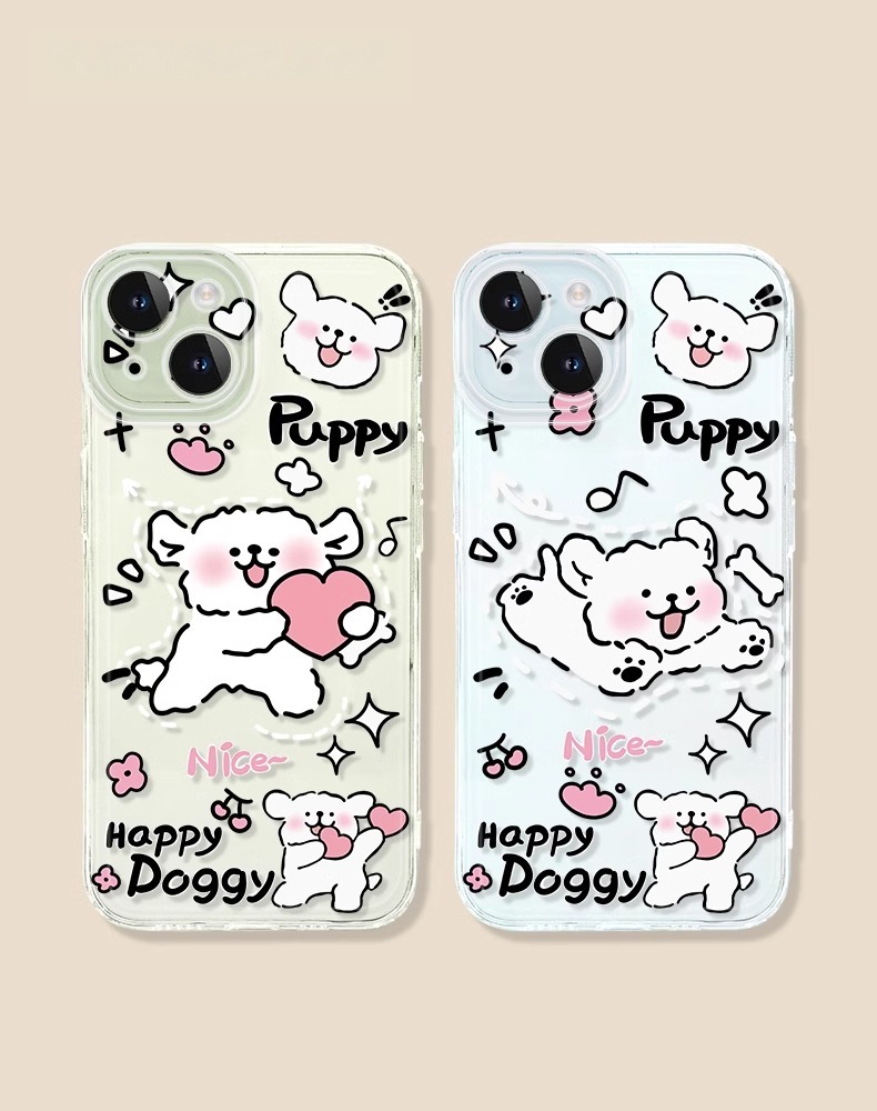 蘋果 系列線條小狗 透明防摔軟殼