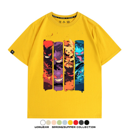 精靈寶可夢潮牌動漫 親子情侶裝寬鬆短袖T