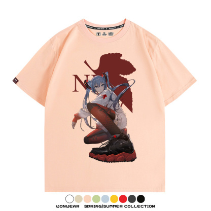 初音未來聯名明日香情侶裝t恤衫EVA二次元動漫周邊純棉短袖上衣服