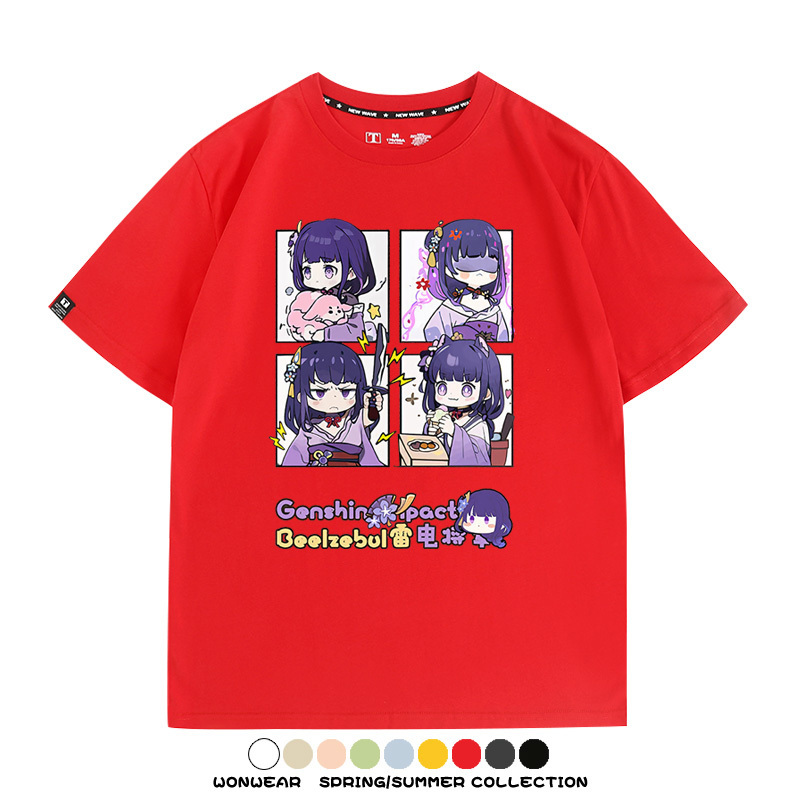 原神遊戲散兵可莉芙寧娜胡桃可愛Q版二次元周邊夏男純棉T恤衫短袖