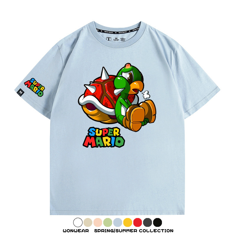 瑪利歐兄弟任天堂周邊短袖游戲卡通蘑菇青少年男寬鬆夏季純棉T恤