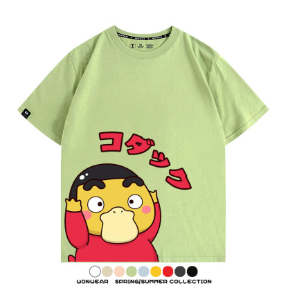 可達鴨cos蠟筆小新純棉t恤衫聯名卡通情侶裝周邊休閑短袖上衣服男