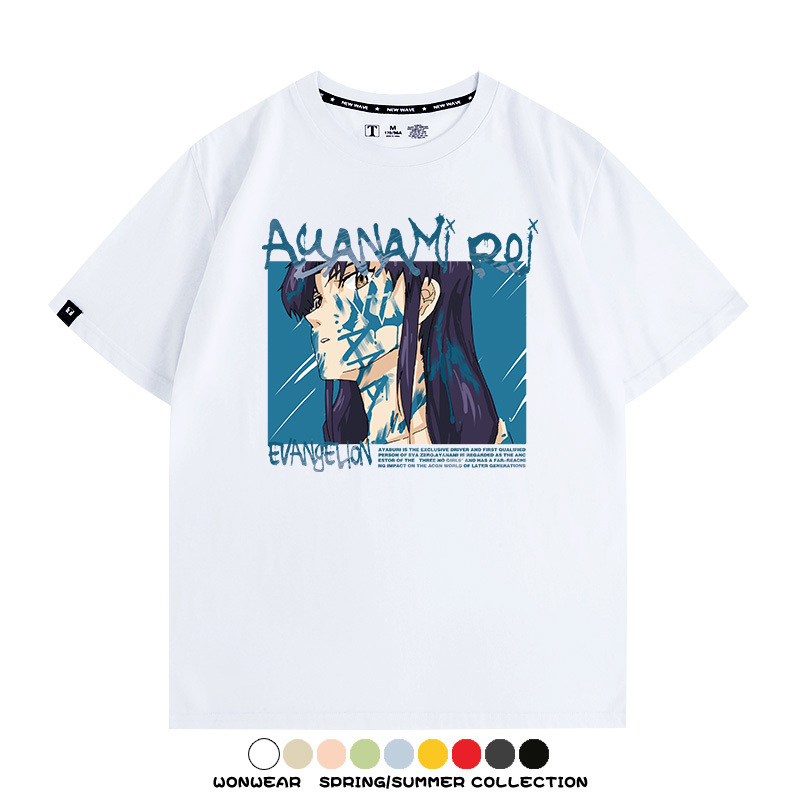 新世紀福音戰士EVA綾波麗明日香褚熏日系潮牌動漫青少年夏純棉T恤