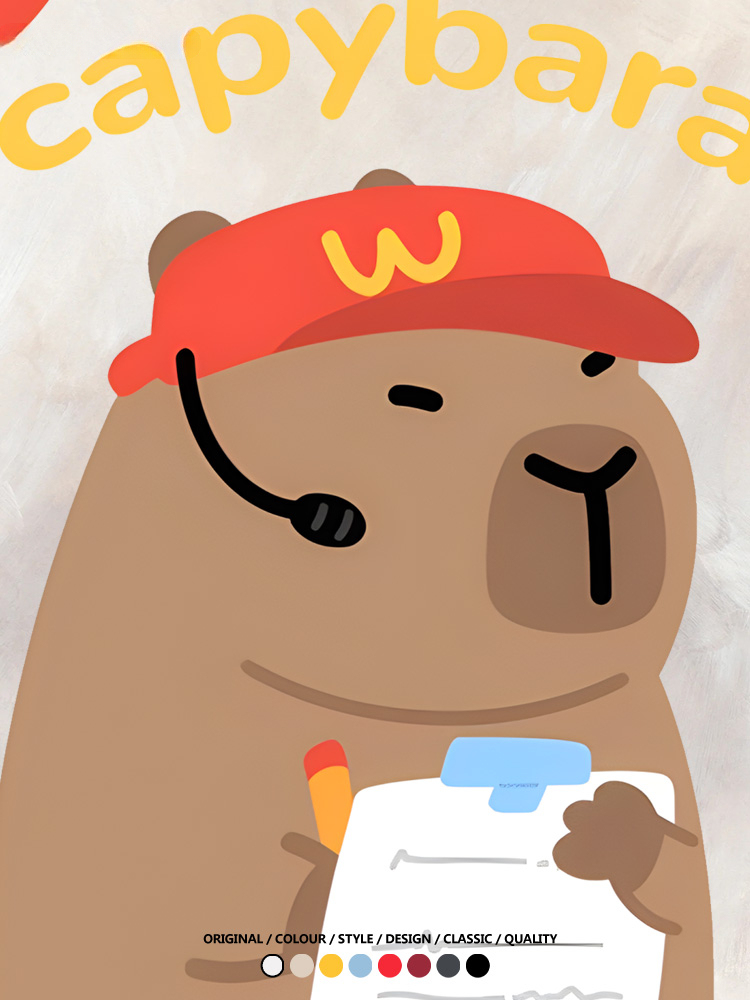 網紅水豚可愛卡皮巴拉COS麥門漢堡薯條二次元青少年夏季純棉T恤衫