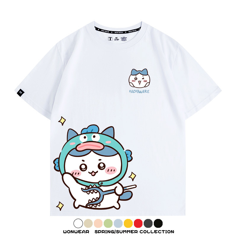 吉伊卡哇chiikawa小可愛吉伊烏薩奇小八聯動情侶短袖純棉T恤上衣