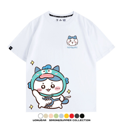 吉伊卡哇chiikawa小可愛吉伊烏薩奇小八聯動情侶短袖純棉T恤上衣